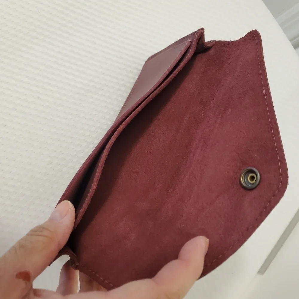 Hide and Drink Maroon Leather Large Snap Close Wallet, Unisex